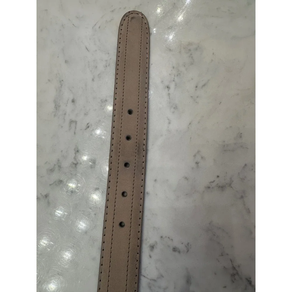 Johnston & Murphy Mens Cream Nubuck Leather Dress Belt Sz 34 Made in USA Vtg 90s